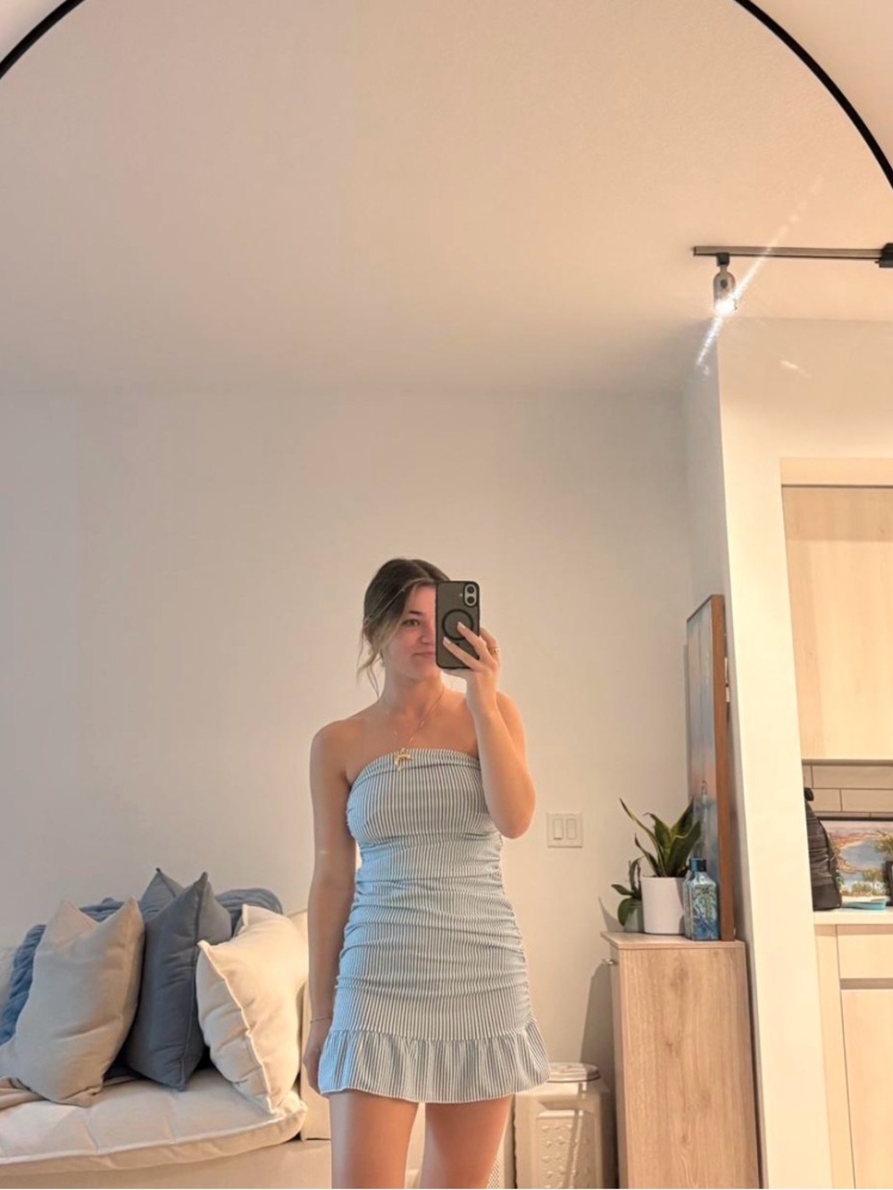 Edikted Blue and White Striped Dress